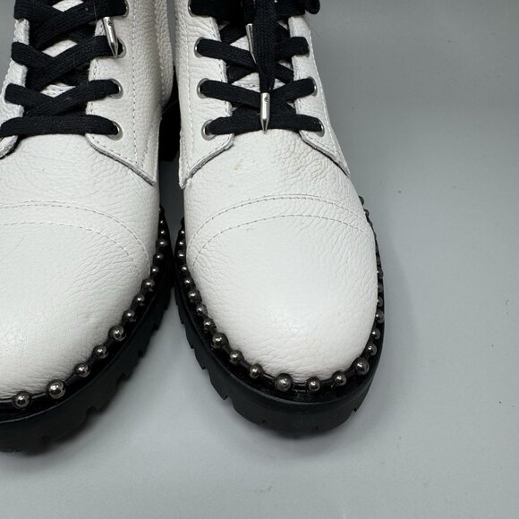 Sam Edelman Jennifer studded combat boots white leather size 8.5 New No Box - Picture 6 of 10